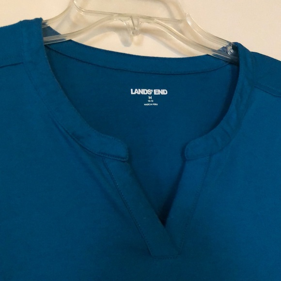 Land’s End 100% cotton 3/4 sleeve Tee Shirt tunic medium teal. EUC - Picture 2 of 5